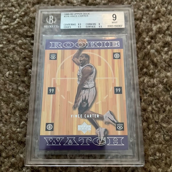 1998-99 Upper Deck Rookie Watch Vince Carter BGS 9 Card is haunted. - Picture 1 of 3